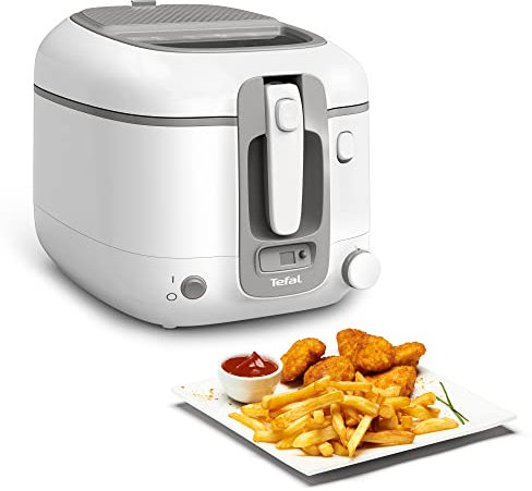 Tefal FR3141 Super Uno Fritteuse | Thermogehäuse | bis zu 1,2 kg Fassungsvermögen | digitaler Timer | Anti-Geruchs-Filterkassette | herausnehmbarer, antihaftbeschichteter Innenbehälter | Weiß/Grau