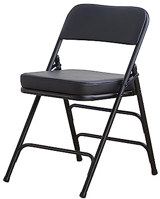 BOOSDEN Klappstuhl Gepolstert, Shwarz, Klappsessel, Stapelstuhl, Garten Klappstuhl, Balkonstuhl mit Dickerem Polster