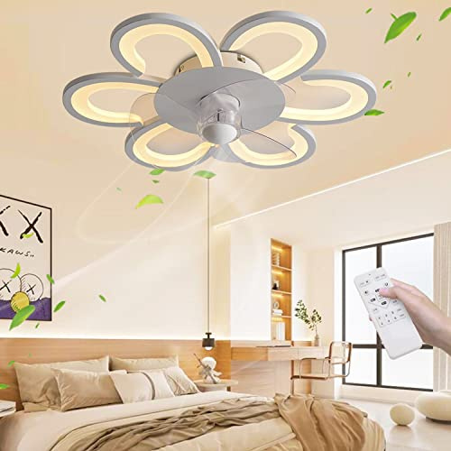 FUMIMID Ventilatore da Soffitto con Luce, Moderna Plafoniera Ventilatore A LED Dimmerabile con Telecomando Ventilatore da Soffitto Silenzioso A 6- Marce,Rotazione Inversa