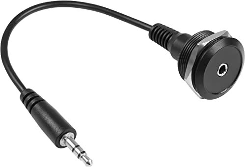QIANRENON TRS 3,5mm Stereo Gewinde Befestigung Runder Anschluss 1/8 TRS Stecker auf Buchse kurzes Kabel Panel Montage Audio Adapter 3,5mm Kopfhörer Einbau Buchse, für Anschluss Erweiterung Audio Port