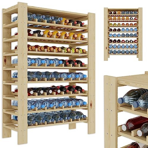 Lenmar Serie RW Weinregal aus Holz für Flaschen, Hellbeige, Wein, Flaschenregal, Kellerregal, Regale, Flaschenhalter, Weinständer, Weinschrank (RW-5-2, 110 x 80 x 26,5-56 Flaschen)