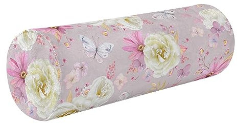 JUNZAN Cuscino rotondo per cuscino terapeutico per il collo, cuscino rotondo per sedia, supporto lombare, fiore con farfalla
