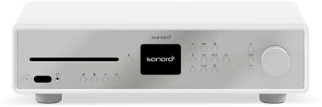 sonoro Maestro HiFi Receiver mit Class D Verstärker, CD Player & Internetradio (Bluetooth, UKW, DAB Plus, Spotify, Amazon, Deezer) Matt Weiß Silber