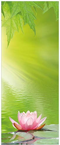 Wallario Glasbild Seerose auf dem Wasser - 50 x 125 cm Wandbilder Glas in Premium-Qualität: Brillante Farben, freischwebende Optik