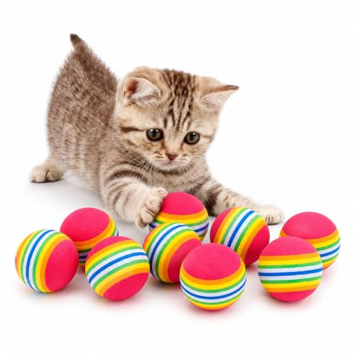 Vebetter Arcoiris Gato Juguete Pelota, 9 Piezas 4,2 Cm Pelota De Juguete Interactiva para Gatos Pelota De Juguete Pelota De Espuma para Interior Exterior Mascota Cachorro Deportes Perseguir.