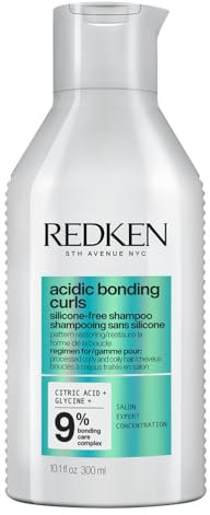 Redken Pflegendes Shampoo zur Regeneration der Struktur von behandelten, geschädigten Locken, Mit Zitronensäure und Glycin, Silikonfrei, Vegan, Acidic Bonding Curls Shampoo, 1 x 300 ml