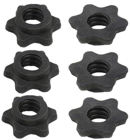 6 Stück Sternverschluss für Hantelstangen, 25mm Hantel Schnellverschluss, Sechskant-Hantelmutter, Muttern Spin Lock Halsbänder zum Heben von Kurzhanteln, Stopper, für Langhantelstange, Gewichtheben