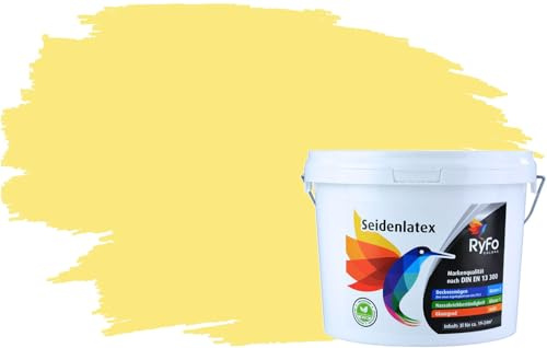 RyFo Colors Seidenlatex Trend Gelbtöne Zitrone 3l - bunte Innenfarbe, weitere Gelb Farbtöne und Größen erhältlich