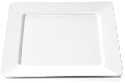 Playflip 10 platos llanos cuadrados 25 x 25 cm melamina blanca irrompible