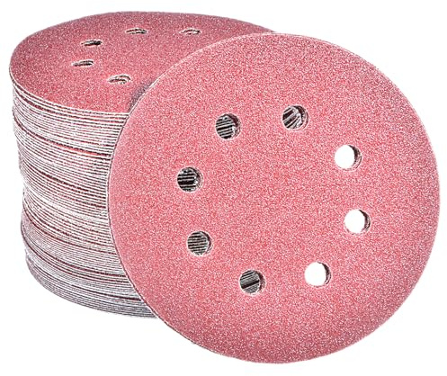 Taspire 100pcs 125mm Sanding Discs, Hook and Loop 100 x 80 Grit | 8 Hole 5 Inch Round Sanding Discs Pads for Random Orbital Sander