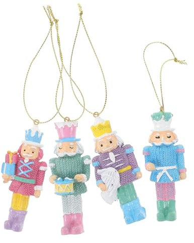 Garneck 4pcs Resin Nutcracker Ornament Hanging Xmas Nutcracker Figures Christmas Tree Decorations Christmas