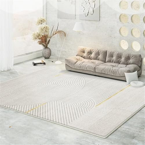 RUGMRZ Carpet Bedroom Teppich Reinigung Graues Rechteck Geometrisches Design Liniendekoration Waschbar Webteppich Waschbare 130X190CM