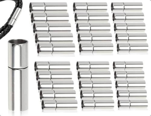 ZoeTekway 30 Stück Schnur Endkappen Kettenverschluss Schnalle schieben Paracord Verschlüsse für Armbänder Schmuckherstellung(2/2.5/3/4/5/6 mm,Silber)