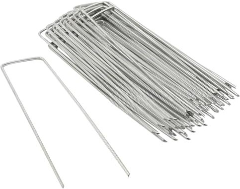 Harbour Housewares U-Shaped Weed Control Membrane Pegs - 6 (150mm) - 200x Galvanised Metal Garden Gardening Grass Fabric Netting Matting Mat Cover Ground Sheet Tent Pins Stakes Staples