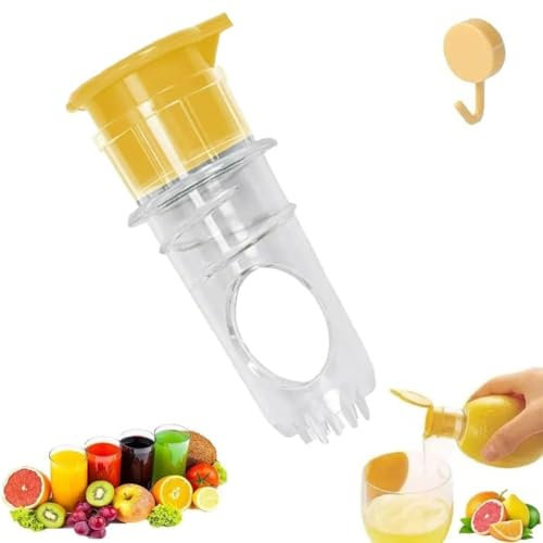 Lot de 2 presse-citron 025 - Presse-agrumes manuels compacts - Avec couvercle à visser - Pour la cuisine, les voyages, le camping, la randonnée, le pique-nique - Jaune - 1 pièce