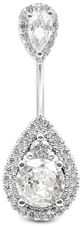 AceFun Bauchnabelpiercing Echt Silber 925 Top Down Teardrop 8mm 10mm 12mm Bauchnabel Piercing Ringe S925 Sterling Silber Bauch Bar 14G Reverse Bauchnabel Bars Silber Nabelpiercing Schmuck