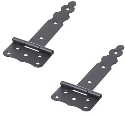 Aqbau® 2er Set Kreuzgehänge, Ladenband Scharnier, Türscharnier aussen, Torscharnier, Scharniere für gartentor, Torbänder, Türschaniere Holztür Außen (Schwarz (Pulverbeschichtet), 200 mm)