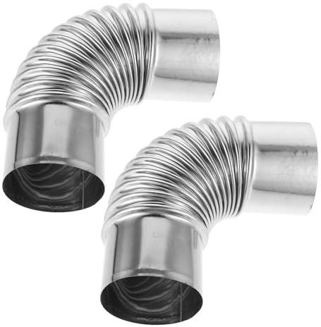 Holibanna 2pcs Stove Pipe Elbow Connectors Stainless Steel Chimney Pipe for Gas Water Heater Exhaust High-Duty Ventilation Tube Leakproof for Residential and Commercial
