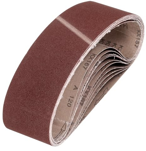 QUARKZMAN 152mm x 1220mm Nastri Abrasivi, 10Pz 120 Grana Carta Vetrata per Levigatrice Ossido di Allumina Per Lavorazione Legno, Lucidatura Metalli, Affilatura Coltelli