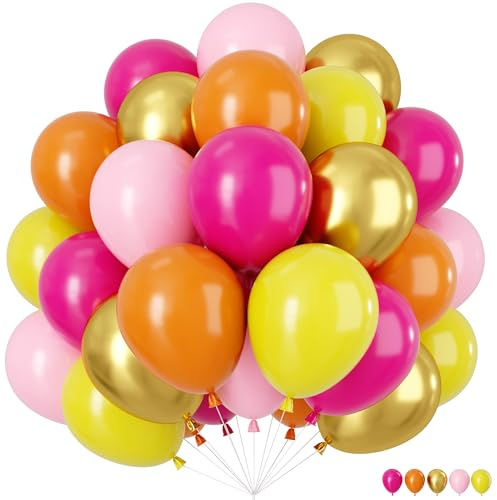 Luftballons Orange Rosenrot, 60 Stück Helium Ballon Orange Rosa, Gold Metallic Ballons, Latex Luftballons Rosenrot Rosa Partyballons Luftballon Girlande für Geburtstag Jubiläum Hochzeit Party Deko