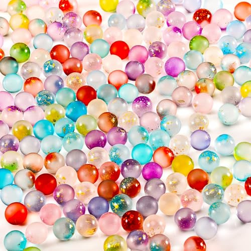 Editbar 200 Glasmurmeln für Kinder, 10mm Murmelspiel für Kinder, Trackspiel, Möbeldekoration, bunte Glasmurmeln für Jungen und Mädchen