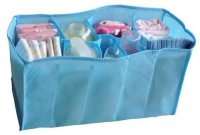Yardenfun Multifunktionaler Wickeltaschen Organizer aus Blauem Vliesstoff mit Fächern Langlebig und Praktisch für Flaschen Snacks Kleine Handtücher für Unterwegs und Zuhause Neue Mütter