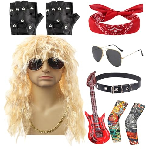 ETUCYNG 80s Rocker Costume,Metal Disco Hippie Outfit - Hippie Costume Set for Outdoor Halloween Stage Performance Holiday Women Men Party Musical Festival