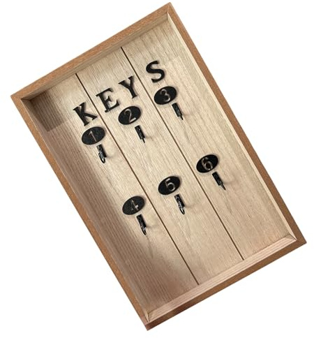 BUBEFSKD Quadrato Salvaspazio Parete Armadio Chiave In Legno Appeso Mensola Organizzatori Con 6 Ganci Per Casa E Ufficio Decorazioni Multifunzionale Rack