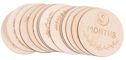 jojofuny 14pcs Wooden Monthly Cards Month Decorative Milestone Cards for Newborn Photography Supplies Month Memorial Decor