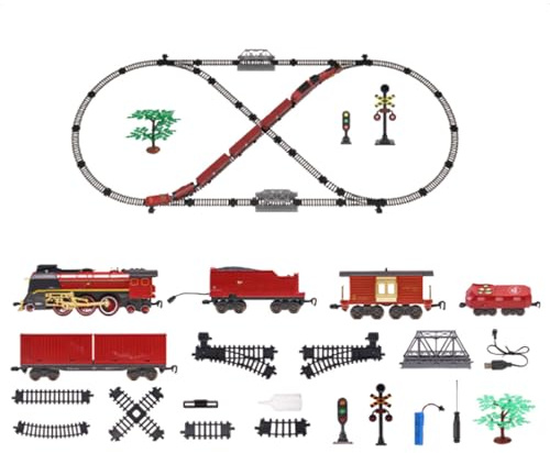 Modelleisenbahnset Für Erwachsene, Vintage Weihnachtszugset Mit Licht, Dampf Und Rauch – Ovalbahn Modelleisenbahn Mit Wagen Für Die Weihnachtsdekoration