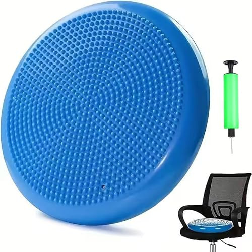 Erwachsene Balancekissen Ballsitzkissen mit Luftpumpe, Durchmesser 33cm Balance Training Yoga Matte Massage Board Physiokissen für Core, Koordination, Fitness Rückentraining Pad