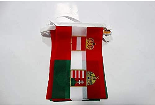 AZ FLAG Wimpelkette Österreich-Ungarn 1867-1918 6 m 20 Flaggen | Für innen und außen Österreichisch-Ungarische Monarchie Flaggenkette Flaggen auf verstärktem Band vernäht leichtes Polyester