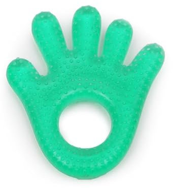 Beißring Hand T1204 grün, Kühlbeißring als Zahnungshilfe massiert und lindert