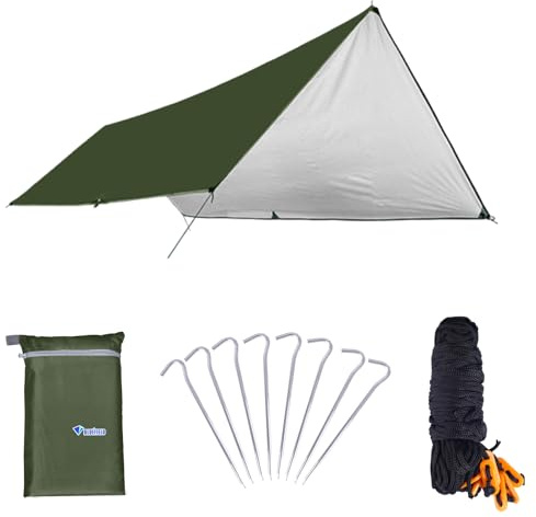 Azarxis Hammock Rain Fly Camping Tarp Canopy Tent Footprint Ground Sheet Picnic Mat, UV Protection and PU 2000mm Waterproof, Lightweight for Camping, Backpacking and Outdoor Adventure (Army Green, M)