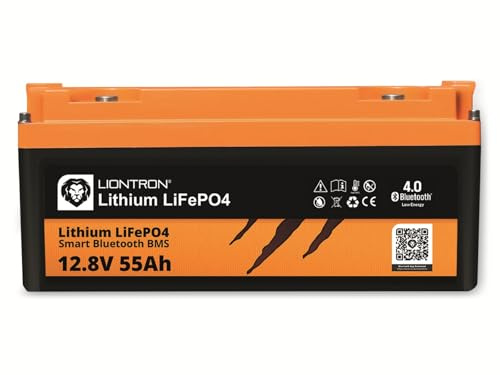 LIONTRON LiFePO4 12,8V 55Ah LX; 704Wh; >3000 Zyklen bei 90% Entladungstiefe (DOD) mit BMS und Bluetooth Überwachung; für Wohnmobil oder Boot 350x170x162mm - LISMART1255LX