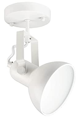 Licht-Erlebnisse DALLAS Deckenspot Weiß Metall E14 Ø14cm rund verstellbarer Deckenstrahler Retro Design Wohnzimmer Küche