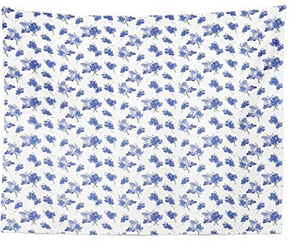 Ambesonne Floral Tapestry, Bundles of Forget-Me-Nots Meadow Cranesbills and Early Purple Orchids, Fabric Wall Hanging Decor for Bedroom Living Room Dorm, 28 X 23, Blue Grey and Violet
