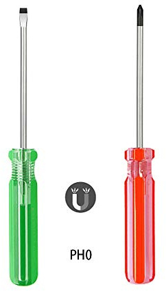 Buspoll small screwdriver tool ​flat head and Phillips screw driver- #2 Phillips, Slotted 1/4” used to repair toys; musical instruments, microphones loose screws