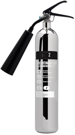 2kg CO2 Fire Extinguisher - Polished Silver - FireShield