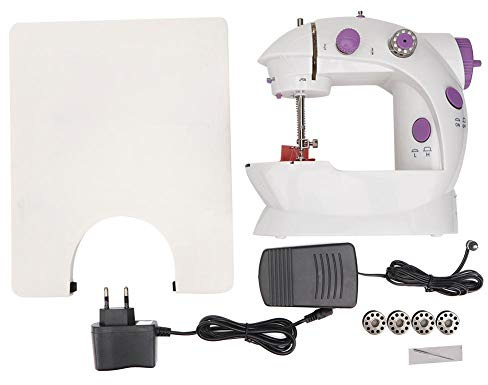 Máquina de coser, máquina de coser eléctrica para el hogar, Mini máquina de acolchar con mesa de extensión de pedal, aguja enhebradora(Enchufe de la UE)