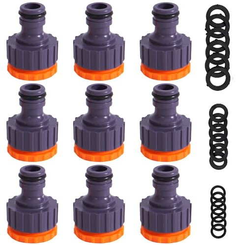 Miyobing 9 pezzi raccordo per rubinetto da giardino 1/2 pollici 3/4 pollici 2 in 1 plastica tubo da giardino connettore adattatore rubinetto