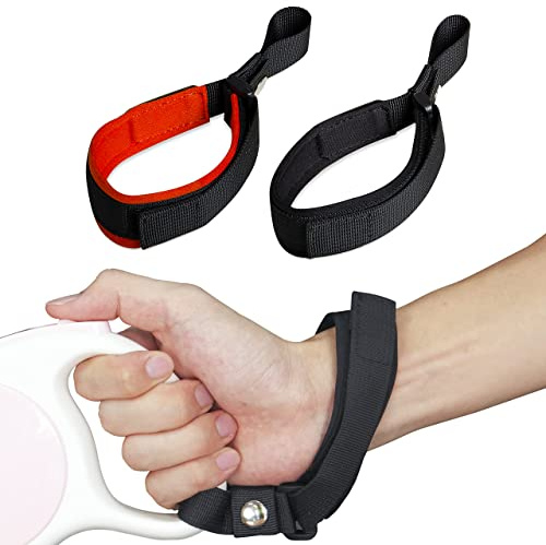 LFCXHTY 2-Pack Hands-Free Adjustable Wrist Leashes, Safety Strap with Velcro, Comfortable Diving Fabric for Retractable Leashes (Black and Orange)