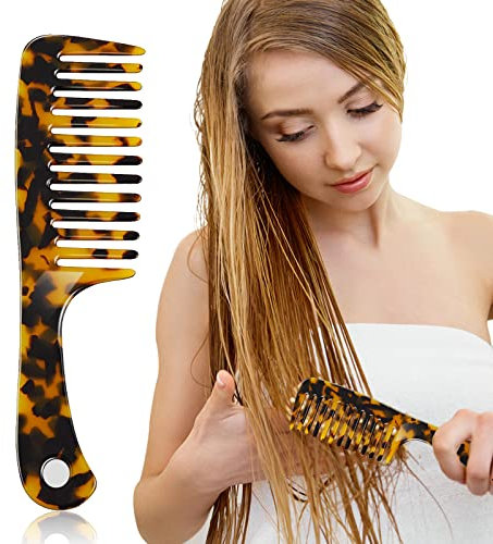 EQLEF Peigne à Dents Larges, Peigne à Dents Larges pour Cheveux secs Humides Cheveux Bouclés Peigne à Grandes Dents Shampooing pour Cheveux Droits Peigne de Douche pour Filles et Femmes