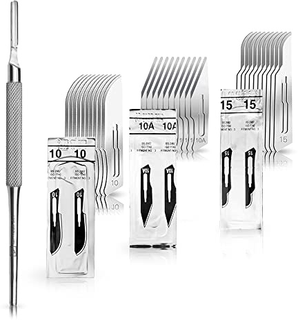 May Set: 30 Skalpellklingen Fig. 10 10A 15 & Rund-Halter Nr. 3