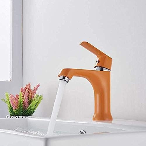 Küchenarmaturen, Waschtischarmatur, Kalt Und Heiß, Grüne Wasserhähne, Orangefarbener Modestil, Messing, Heißes Und Kaltes Waschbecken, Kranich, Weiße Sprühfarbe, Chrom Anti-Leck