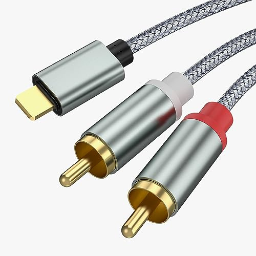 Froggen iPhone Cinch Kabel, RCA auf iPhone Adapter, 2RCA Audio Kabel Kompatibel Mit Heimkino, Stereoanlage, Lautsprecher, TV