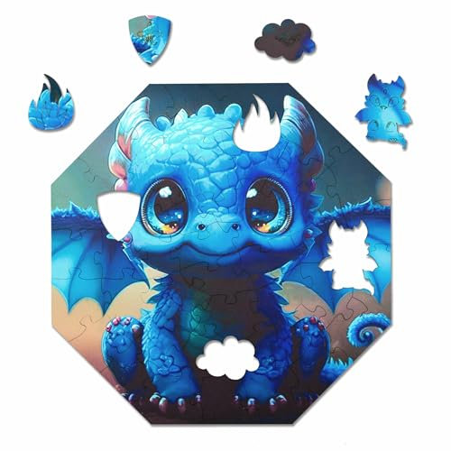 Milliwood Holzpuzzle - Diego Dragon - 46 Teile - Puzzle Winter ab 10 Jahren - Mandala Puzzle für Erwachsene und Kinder - Jigsaw Puzzle aus Holz 29x29 cm - Puzzle Natur mit Holz Geschenkbox