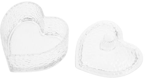 Amosfun Boîte à Bonbons en Verre Transparente Couvercle, Forme De Cœur, Récipient De Rangement en Verre, Boîte à Bijoux Multifonction, Décoration Maison Bureau, Bocal De Rangement Élégant