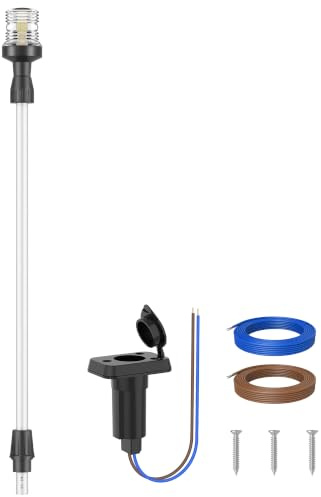 Obcursco Boat Stern Lights, 27-48” Telescoping Pole Anchor Light with Base