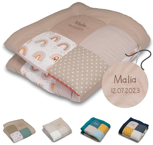 ULLENBOOM personalisierbare Krabbeldecke für Baby 100x100 cm - Dick & weich | Perfekt als Geschenk, Außenmaterial: 100% Baumwolle, OEKO-TEX zertifiziert, Made in EU, Individuell angefertigt